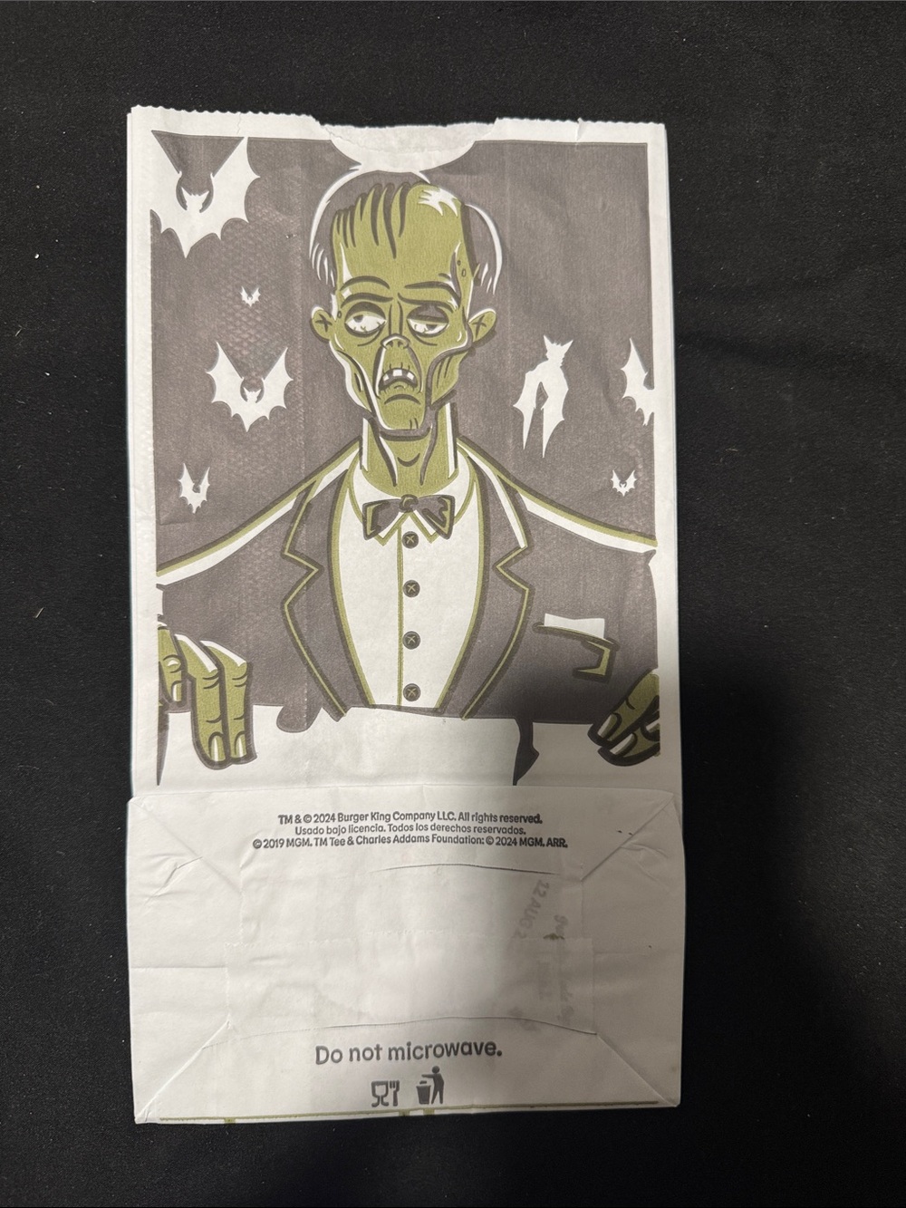 2024 the Addams family Burger King lerch king jr. Meal bag - collectible